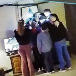 Family group enjoying a Christmas-themed escape room in Columbus Ohio